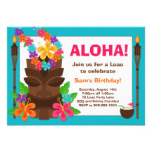 Invitation tropicale de partie de Luau