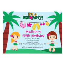 Invitation tropicale mignonne d'anniversaire de pa