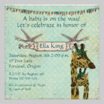 Invitation turquoise de bébé bleu de girafes de Pa invitations