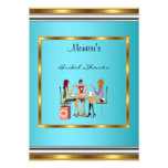 Invitation turquoise Teal de vue d'or de douche nu