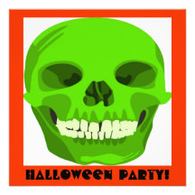 Invitation vert de crâne de Halloween