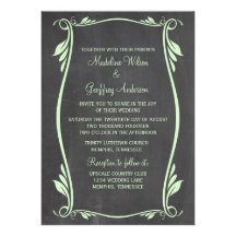 Invitation vert de mariage de tableau de Flourish