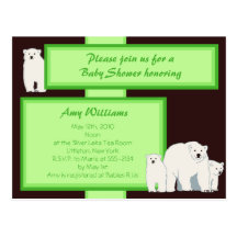 Invitation verte de douche de carte postale d'ours