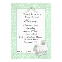 Invitation verte en bon état de baby shower de Bas