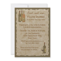 Invitation vintage de bouteilles de vin