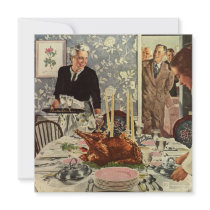 Invitation vintage de dîner de thanksgiving de fam