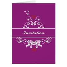 Invitation - violette rouge de coeur carte de vœux