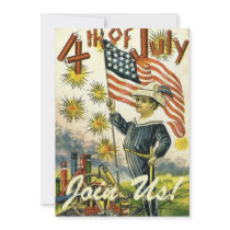 Invitations 4 juillet patriotiques vintages