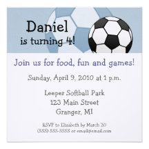 Invitations 5,25 de fête d'anniversaire du footbal