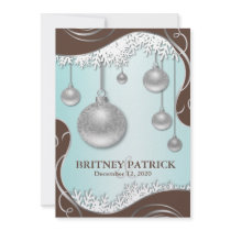 Invitations argentées de mariage d'hiver de Brown 