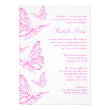 Invitations assez roses de bat mitzvah de papillon