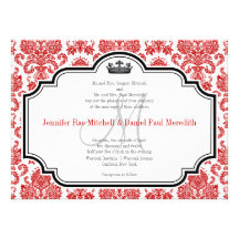 Invitations blanches de mariage de noir rouge fait