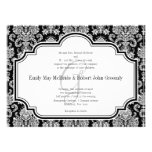 Invitations blanches noires de mariage damassé déc