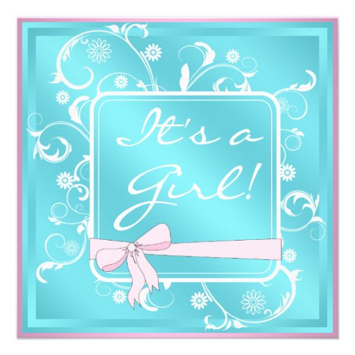 Invitations blanches turquoises roses de douche de