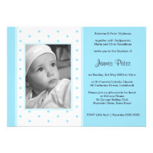 Invitations bleues de baptême de pois