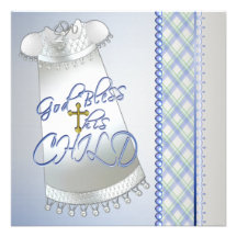 Invitations bleues de baptême de robe de garçons b