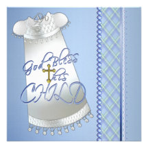 Invitations bleues de baptême de robe de garçons b