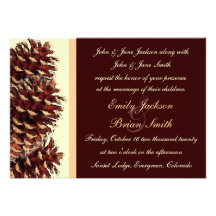 Invitations bruns rustiques de mariage de cône de 
