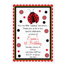 Invitations d'anniversaire de coccinelle