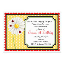 Invitations d'anniversaire de coccinelle et de mar