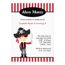 Invitations d'anniversaire de garçon de pirate