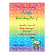 Invitations d'anniversaire de girafe