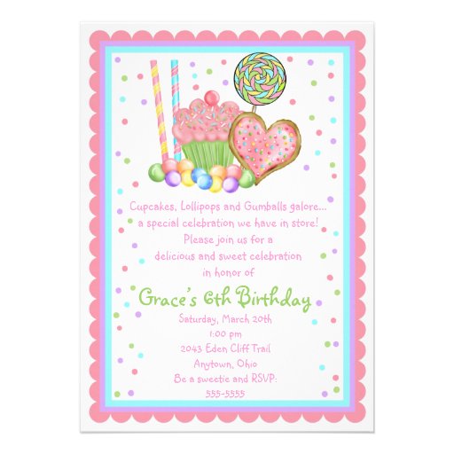 Invitations d'anniversaire de petit gâteau et de s