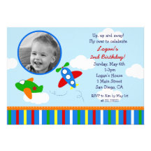 Invitations d'anniversaire de photo d'avion