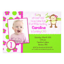 Invitations d'anniversaire de photo de singe de mo