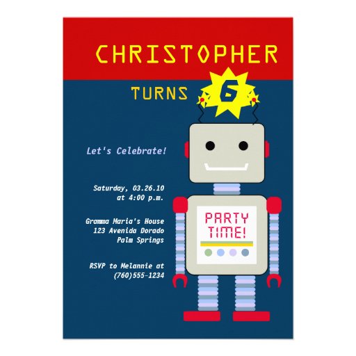 Invitations d'anniversaire de robot