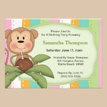 Invitations d'anniversaire de singe de noix de coc invitations