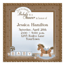 Invitations de baby shower de cheval de basculage