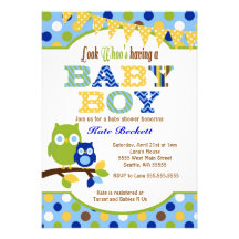 Invitations de baby shower de hibou pour le bébé