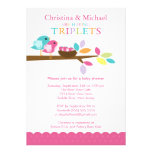 Invitations de baby shower de triplets de nid d'oi
