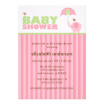 Invitations de baby shower d'éléphant rose