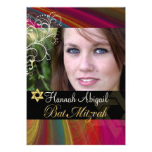Invitations de bat mitzvah d'arc-en-ciel de PixDez