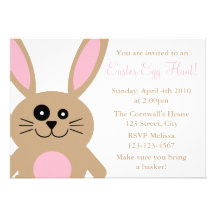 Invitations de chasse à oeuf de pâques de lapin de