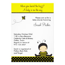 Invitations de douche d'abeille de bébé