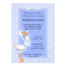 Invitations de douche de cigogne et de bébé