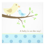 Invitations de douche d'oiseau et de maman de bébé