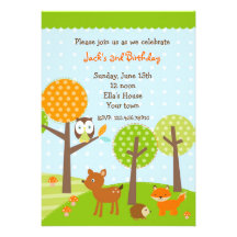 Invitations de fête d'anniversaire de hibou de rég