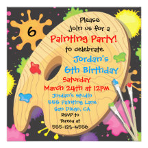 Invitations de fête d'anniversaire de peinture d'a