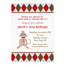 Invitations de fête d'anniversaire de singe de cha