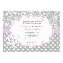 Invitations de fille de baby shower d'hiver de flo