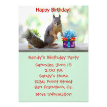 Invitations de joyeux anniversaire d'écureuil invitations