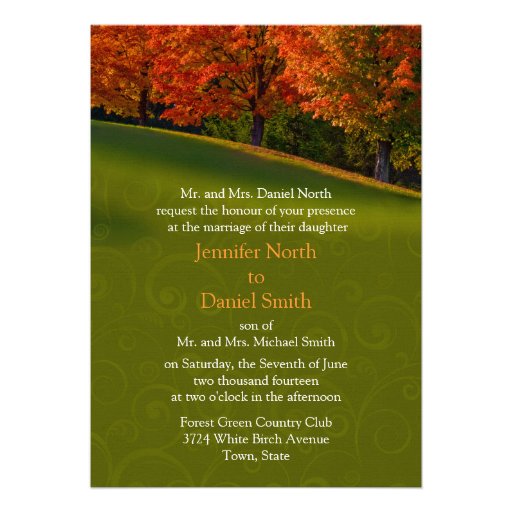 Invitations de mariage de automne