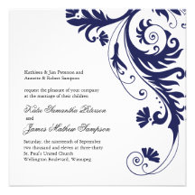 Invitations de mariage de bleu marine