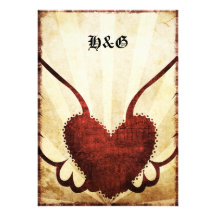 Invitations de mariage de coeur à ailes par tatoua