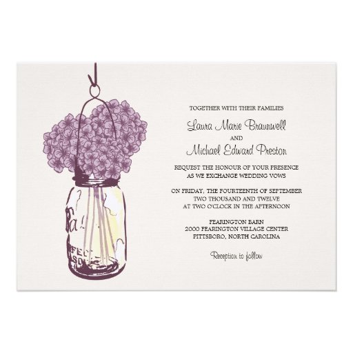Invitations de mariage de pot d'hortensia et de ma
