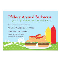 Invitations de partie de barbecue de Jour du Souve